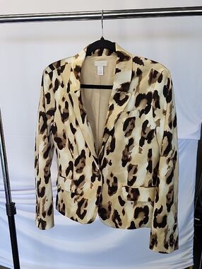 CHICO'S ANIMAL PRINT SINGLE-BUTTON BLAZER JACKET